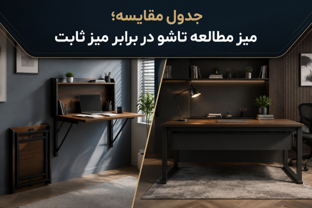 جدول مقایسه؛ میز مطالعه تاشو در برابر میز ثابت
